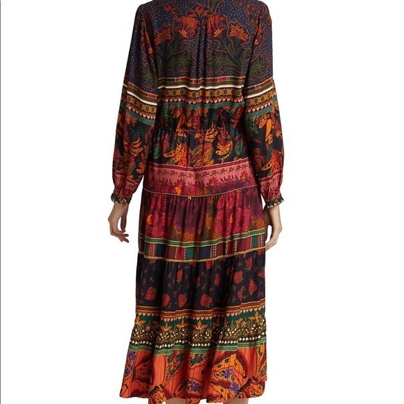 Farm Rio Mixed Patchwork Midi Dress - Size Medium - Picture 5 of 8